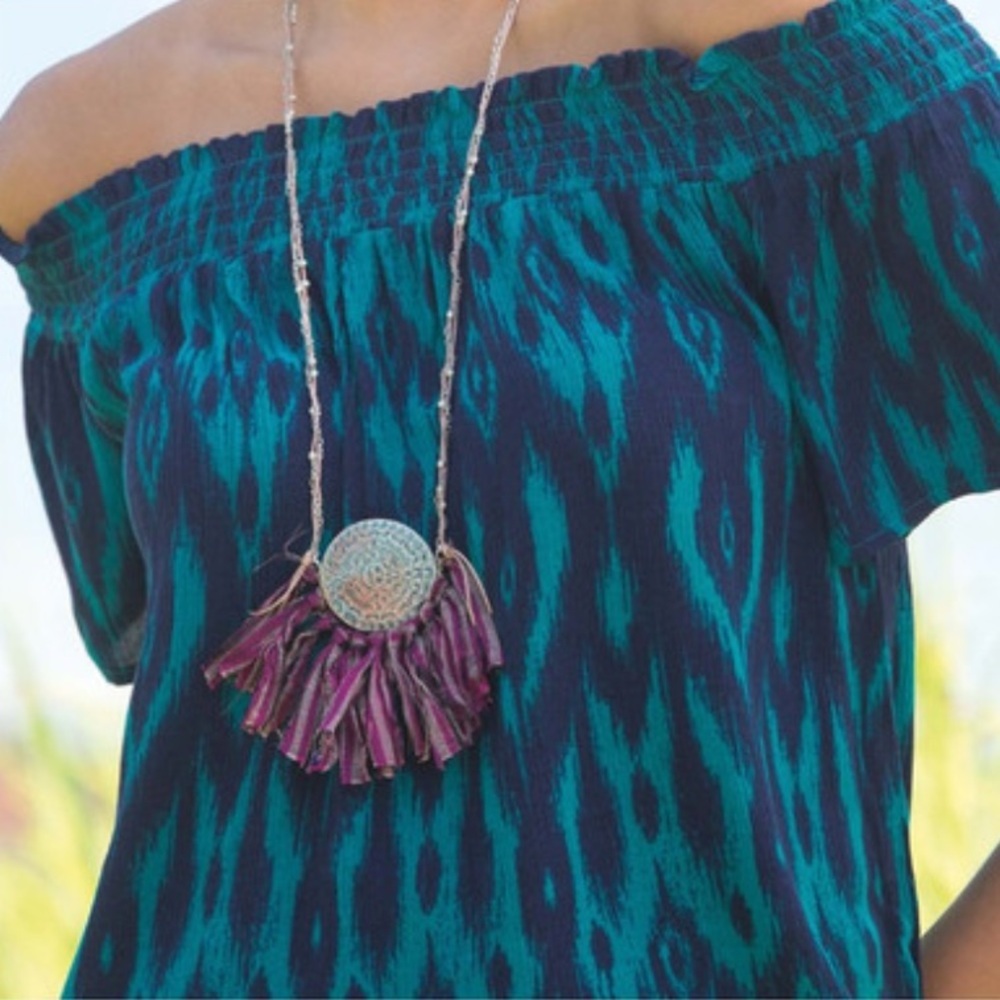 Xhilarationโ Women Blue Short Sleeve Boho Blouseโโโ